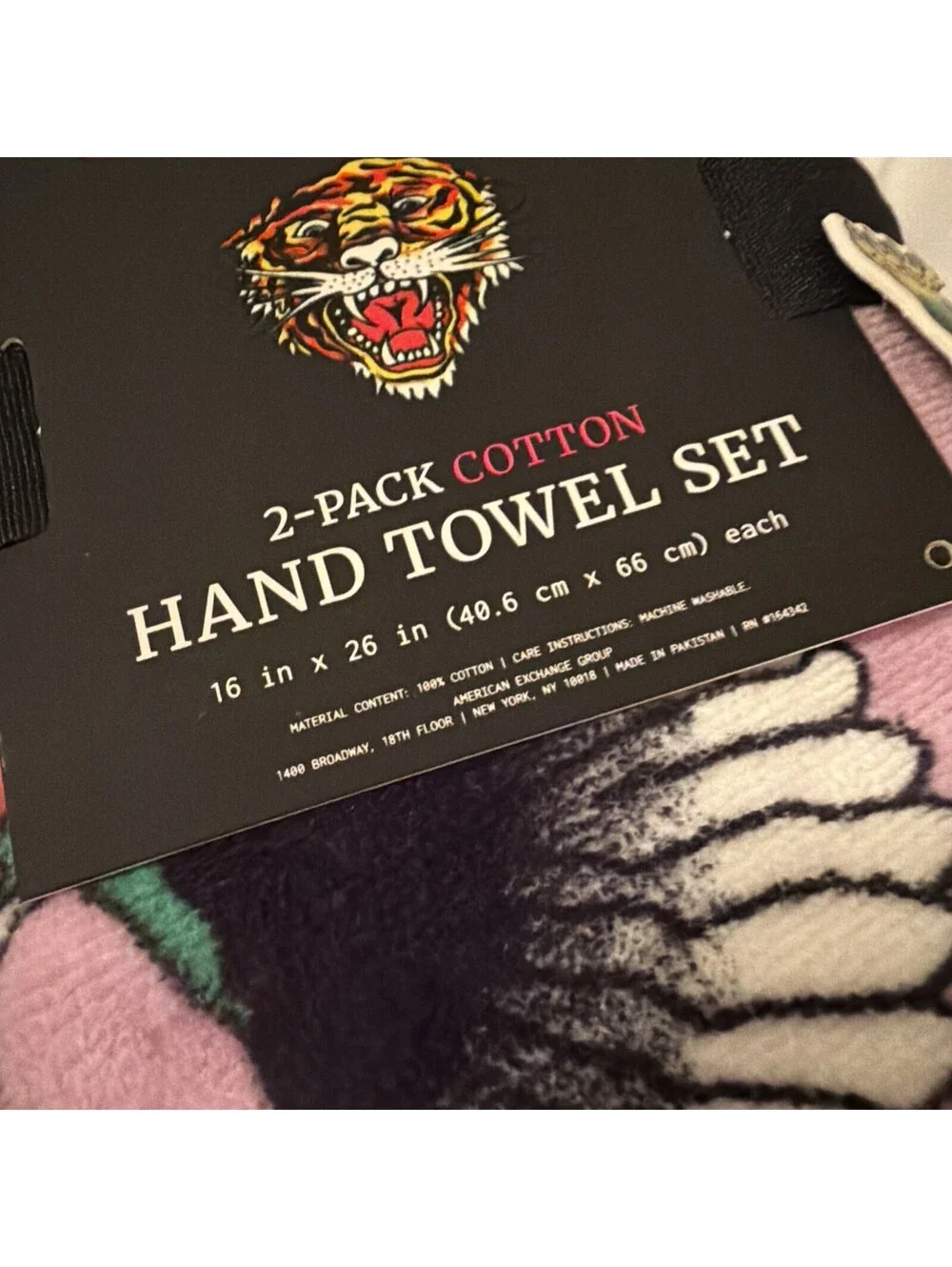 Ed Hardy Purple Bath Towel 4 Piece Set, 100% Cotton 2 Bath Towels 2Hand Towels